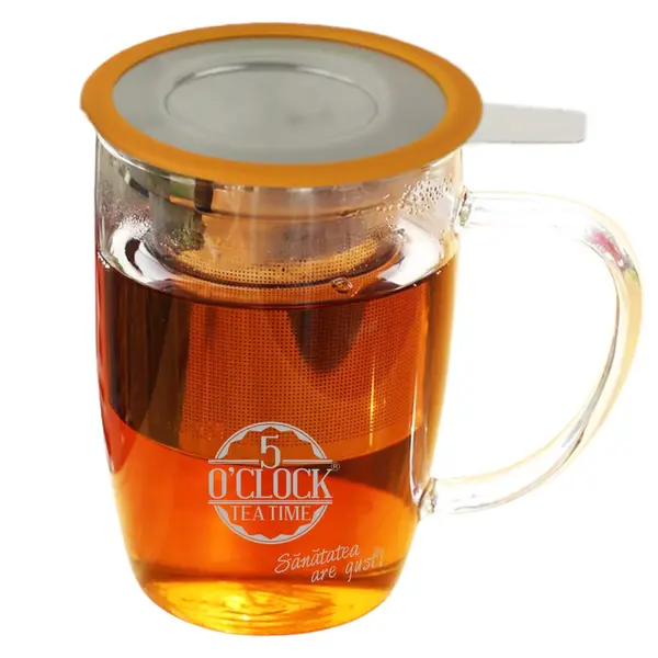 Cana transparenta cu infuzor 5 O'Clock Tea (350ml) - ORANGE