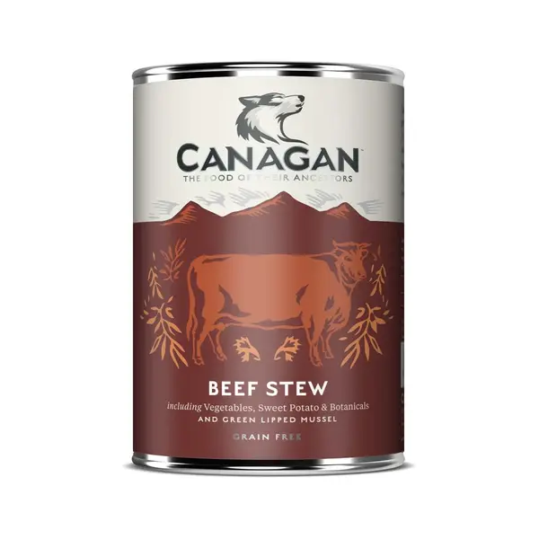 CANAGAN Beef Stew, XS-XL, Vită, conservă hrană umedă fără cereale câini junior & adult, (în supă), 400g