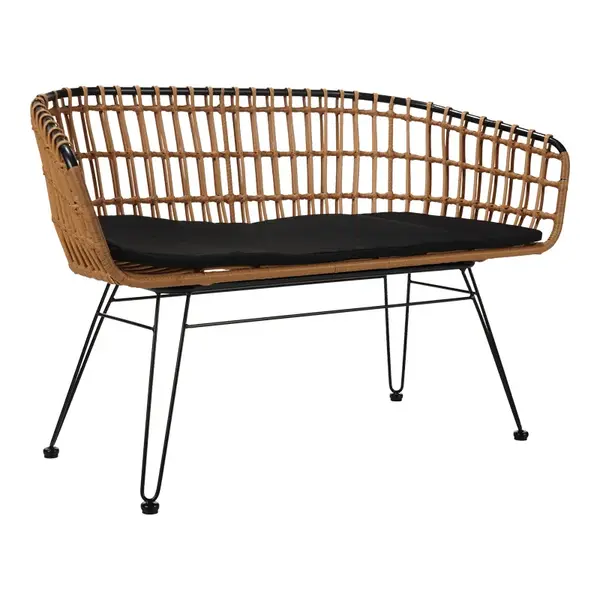 Canapea 2 locuri Naoki pakoworld metal negru-nuc pe 120x55x79 cm Canapea 2 locuri Naoki pakoworld metal negru-nuc pe 120x55x79 cm