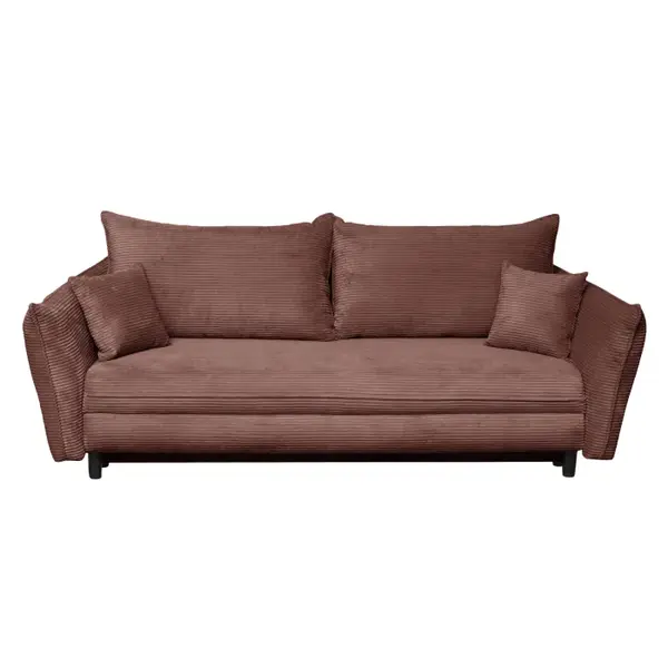 Canapea CAMILLE extensibila, 3 locuri, cu arcuri si lada depozitare, caramiziu, 238x115x95 cm