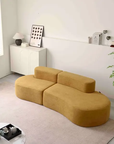 Canapea Cloud Soft Shape, Spuma HD, Ambalat Vidat, mustar
