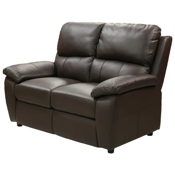 Canapea Cu 2 Locuri, lemn, textil, piele, maro