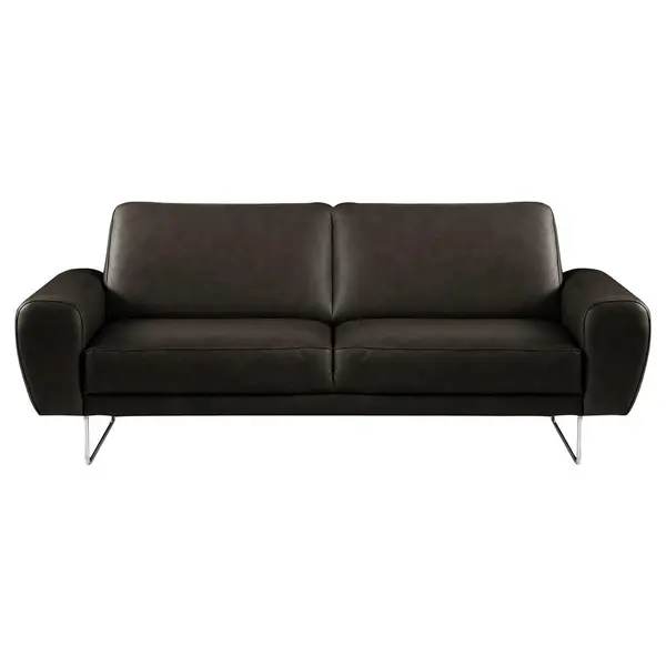 Canapea Cu 2 Locuri, piele, negru, culoare crom