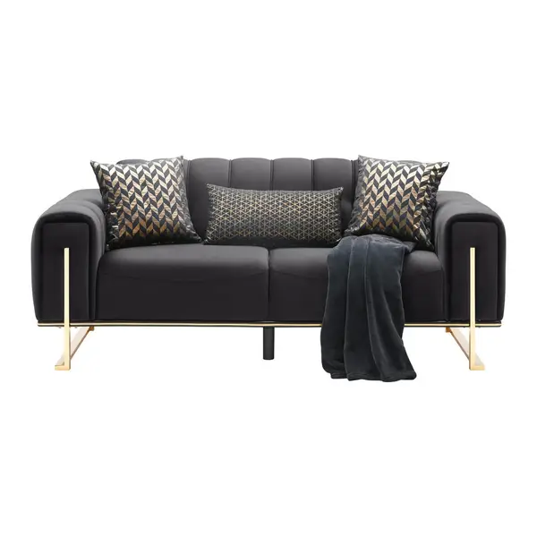 Canapea Cu 2 Locuri, textil, negru