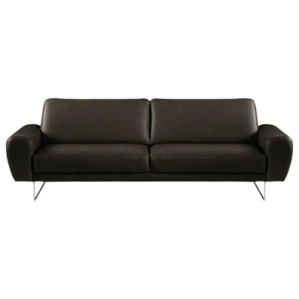 Canapea Cu 3 Locuri, piele, negru, culoare crom