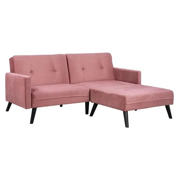 Canapea extensibila 3 locuri cu taburet GUHOR 211 CM - Roz