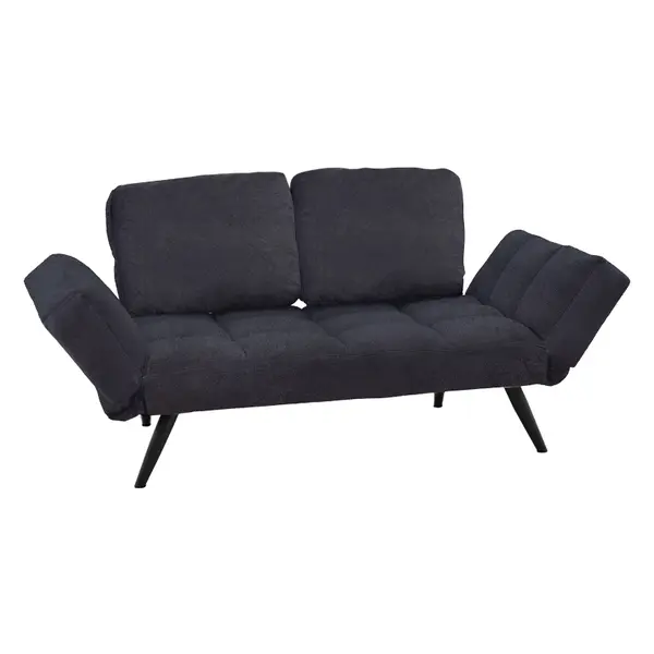 Canapea extensibila 3 locuri, Pako World, Jackie, Antracit-Negru, 190x78x75 cm