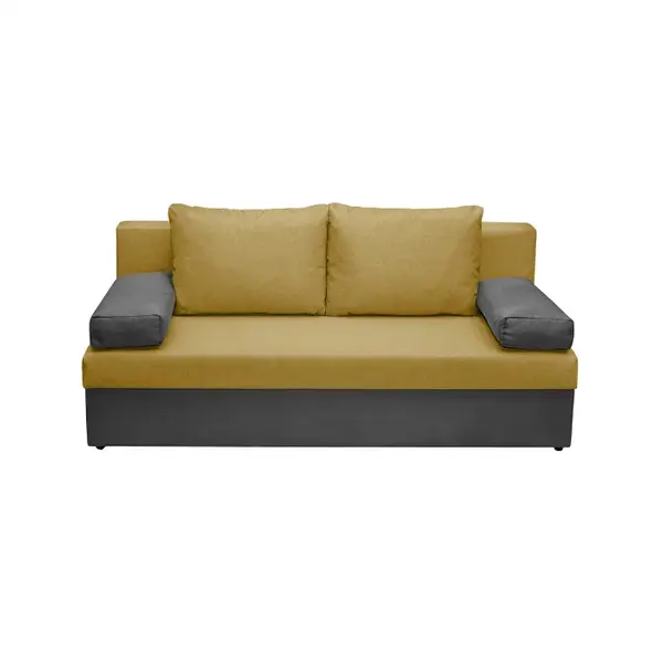 Canapea extensibila ANA, 3 locuri, cu lada depozitare, gri inchis + galben, 185x82x80 cm