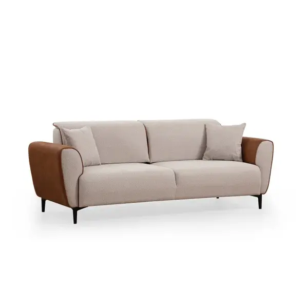 Canapea extensibila AREN, 3 locuri, bej + scortisoara, 215x85x85 cm