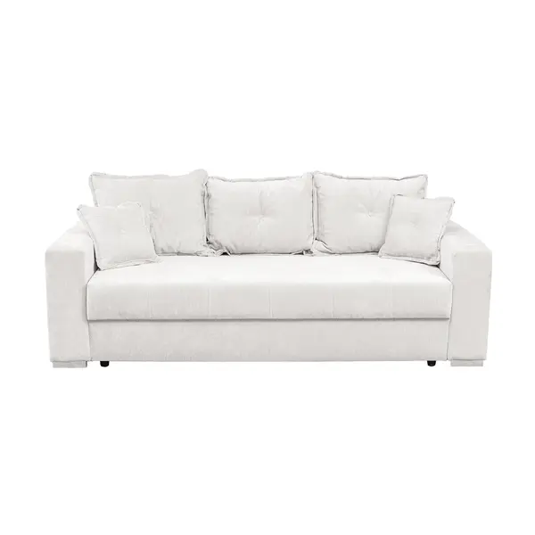 Canapea extensibila ARISSA, 3 locuri, cu arcuri, alb, 235x110x77 cm