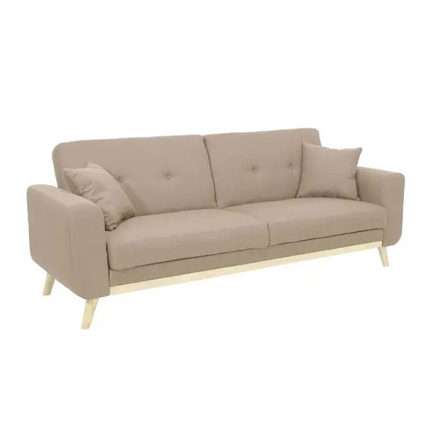 Canapea extensibila Carmelo - stofa, bej, 214x80x86 cm