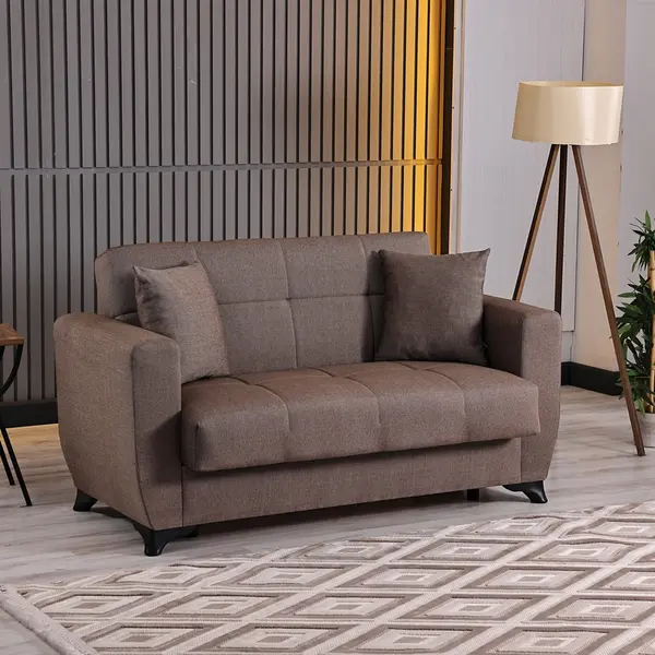 Canapea extensibila cu 2 locuri si spatiu de depozitare, Modesto, Pako, Maro 153x84x86 cm