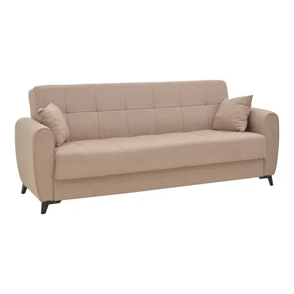 Canapea extensibila cu depozitare pentru trei persoane Lincoln, tesatura antracit, 225x85x90 cm, 85x225 cm