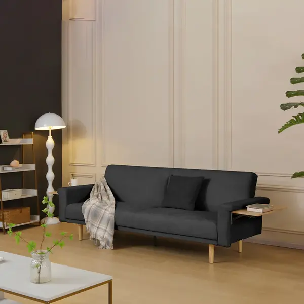 Canapea extensibilă cu funcție de pat Flexo, antracit, 220x84x82 cm
