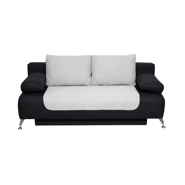 Canapea extensibila DARIA, 3 locuri, cu arcuri si lada depozitare, negru albastrui + gri deschis, 195x98x74 cm