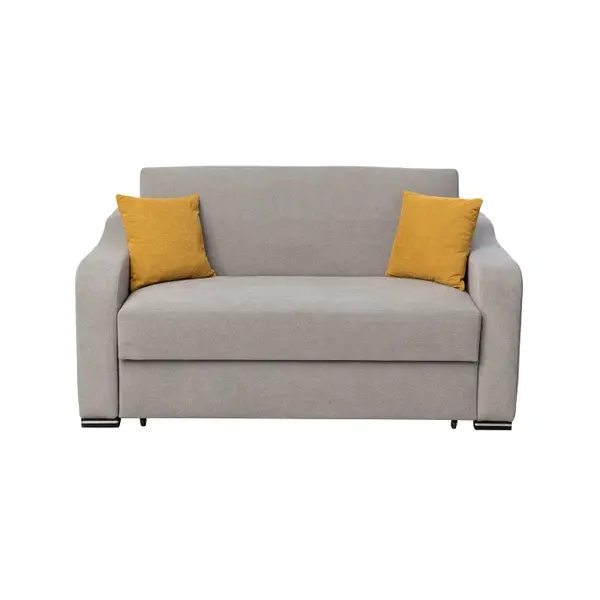 Canapea extensibila FRUNZA, 2 locuri, cu arcuri, lada depozitare, gri + mustar, 165x110x90 cm