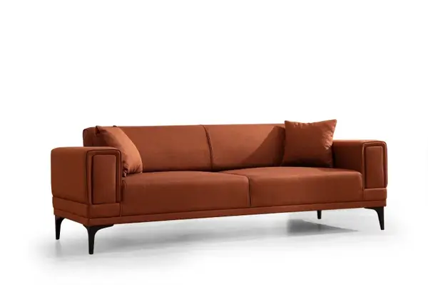Canapea extensibila HORIZON, 3 locuri, rosu de tigla, 230x95x77 cm