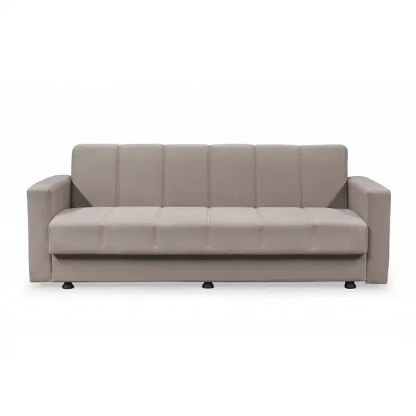 Canapea extensibila MARBELLA ONE, 3 locuri, cu arcuri si lada depozitare, bej, 214x73x80 cm