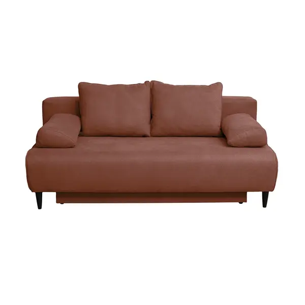 Canapea extensibila MARIA, 3 locuri, cu arcuri si lada depozitare, caramiziu, 195x97x76 cm