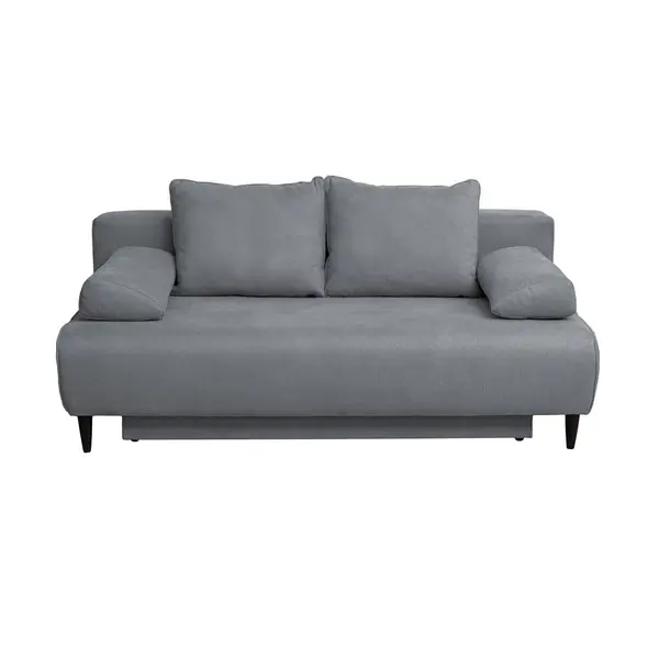 Canapea extensibila MARIA, 3 locuri, cu arcuri si lada depozitare, gri inchis, 195x97x76 cm