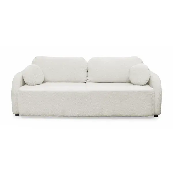 Canapea extensibila NOVA, 3 locuri, cu arcuri si lada depozitare, bej deschis + alb, 226x103x90 cm
