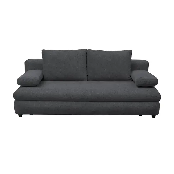 Canapea extensibila OLIMP, 3 locuri, cu arcuri si lada depozitare, gri inchis, 203x100x85 cm