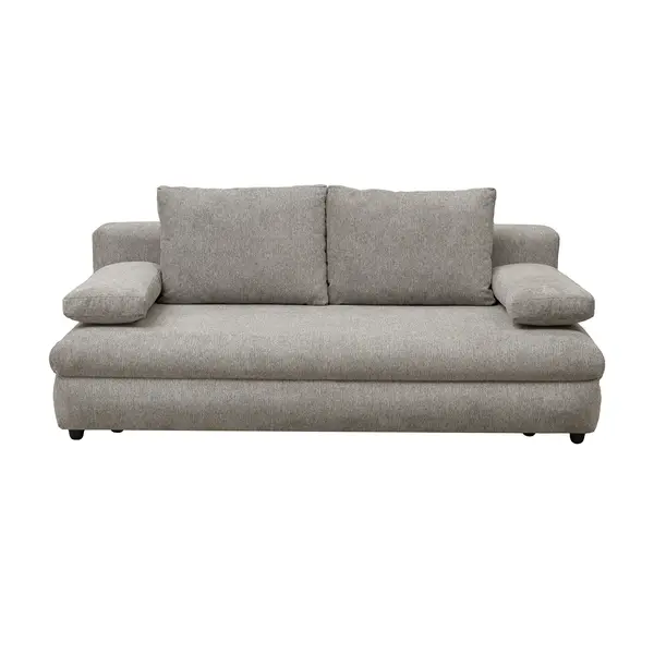 Canapea extensibila OLIMP, 3 locuri, cu arcuri si lada depozitare, bej inchis, 203x100x85 cm