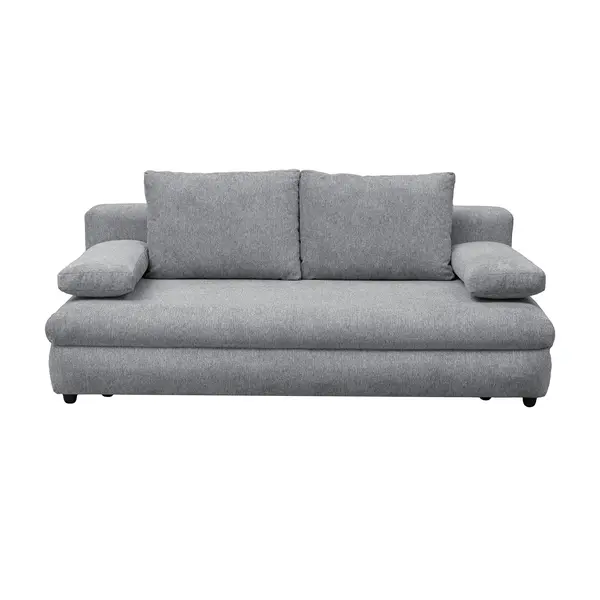 Canapea extensibila OLIMP, 3 locuri, cu arcuri si lada depozitare, gri deschis, 203x100x85 cm