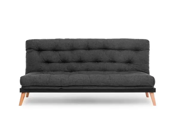 Canapea extensibila SAKI, 3 locuri, gri inchis, 185x82x92 cm