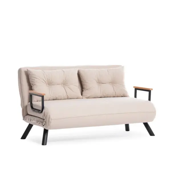 Canapea extensibila SANDO, 2 locuri, crem, 133x78x78 cm
