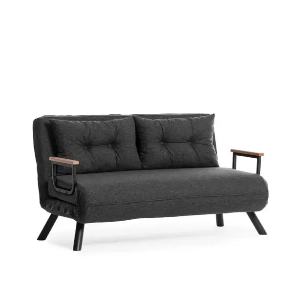 Canapea extensibila SANDO, 2 locuri, gri inchis, 133x78x78 cm