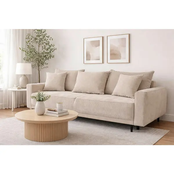 Canapea Extensibilă, textil, bej
