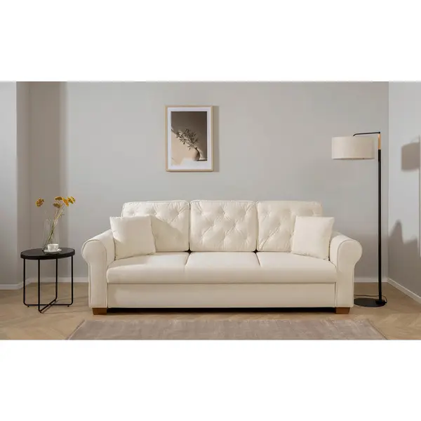Canapea Extensibilă, textil, crem