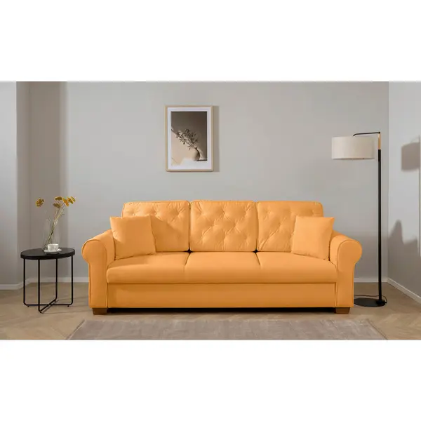 Canapea Extensibilă, textil, galben