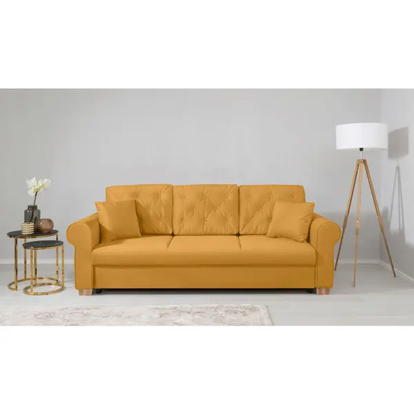 Canapea Extensibilă, textil, galben