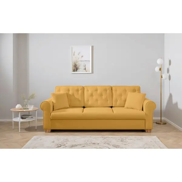 Canapea Extensibilă, textil, galben