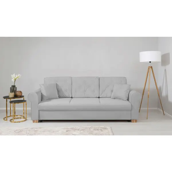 Canapea Extensibilă, textil, gri deschis