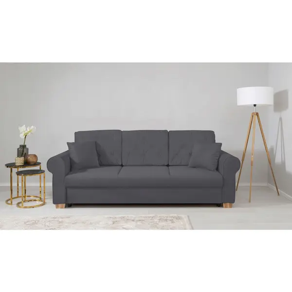 Canapea Extensibilă, textil, gri închis