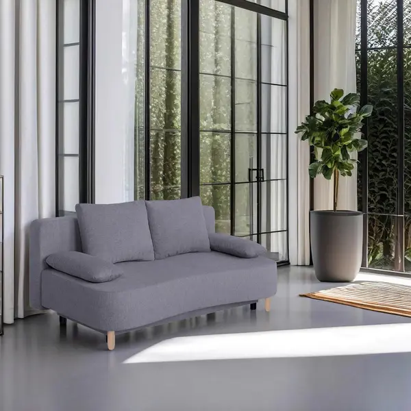 Canapea Extensibilă, textil, material pe bază de lemn, cafeniu