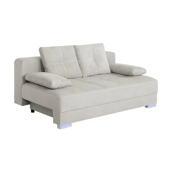 Canapea Extensibilă, textil, material pe bază de lemn, crem