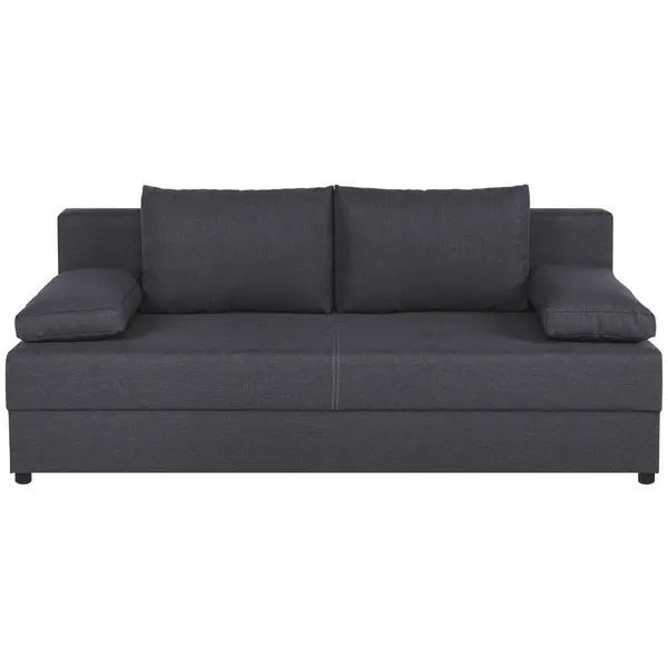 Canapea Extensibilă, textil, material pe bază de lemn, gri închis
