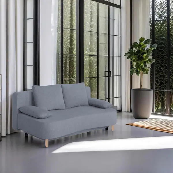 Canapea Extensibilă, textil, material pe bază de lemn, gri închis