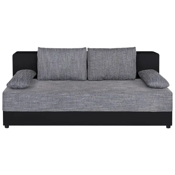 Canapea Extensibilă, textil, material pe bază de lemn, gri, negru