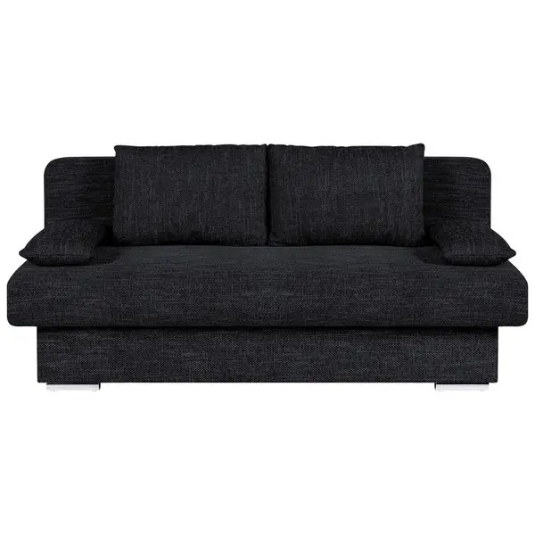 Canapea Extensibilă, textil, material pe bază de lemn, negru