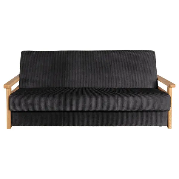 Canapea Extensibilă, textil, negru