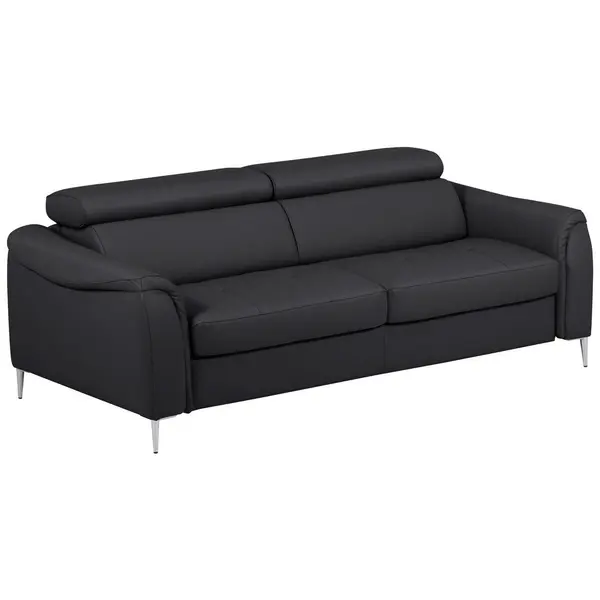 Canapea Extensibilă, textil, piele, negru