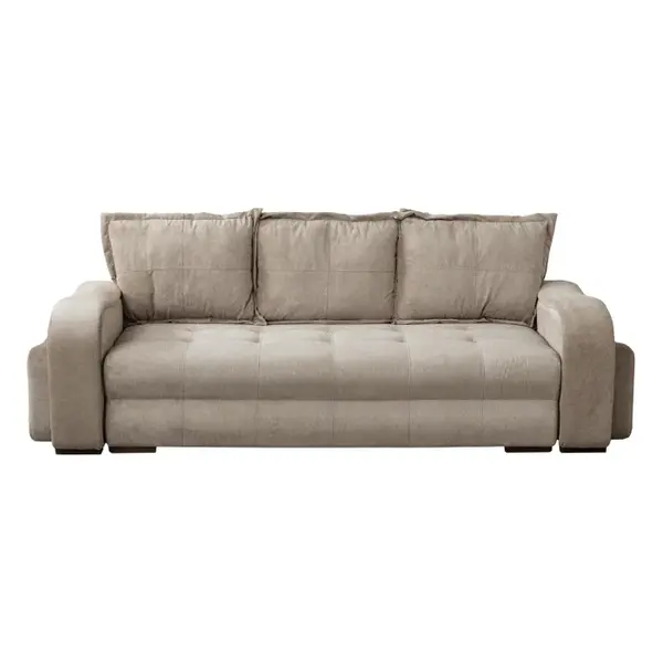 Canapea extensibila TOLEDO, 3 locuri, cu arcuri si lada depozitare, maro deschis, 265x100x95 cm