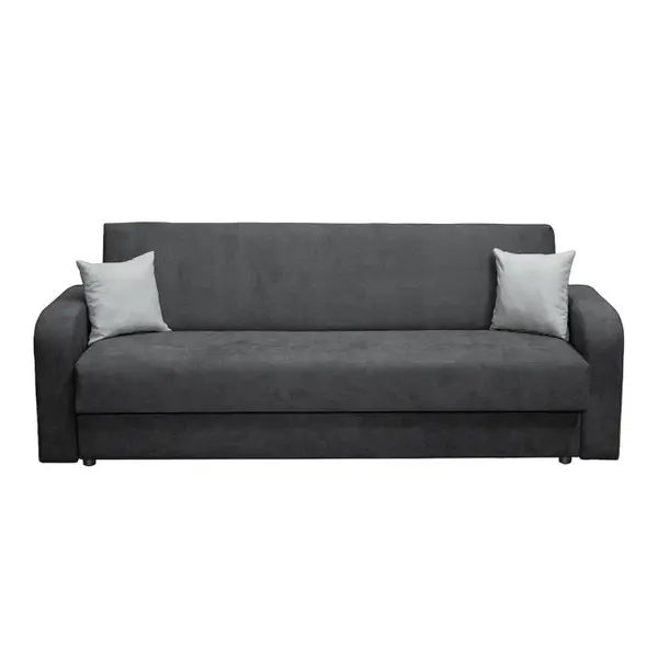 Canapea FANTAZI S extensibila, 3 locuri, cu arcuri, lada depozitare, gri inchis, 225x80x90 cm