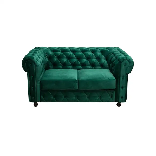 Canapea fixa CHESTERFIELD, 2 locuri, cu arcuri, verde, 168x90x80 cm
