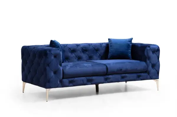 Canapea fixa COMO, 2 locuri, albastru marin, 197x90x70 cm